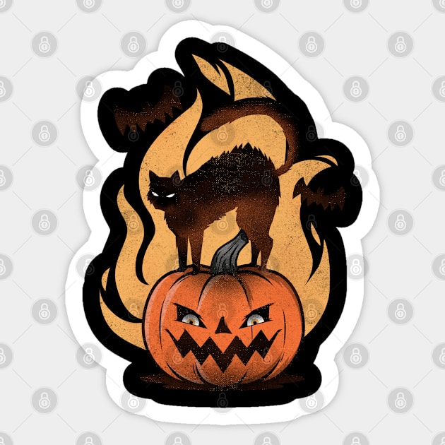 Halloween Cat On Pumpkin I Costume Trick Or Treat Sticker by az_Designs